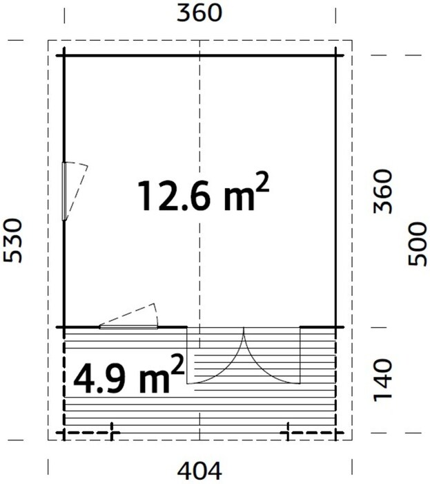 Palmako hytte Kristian 12,6 m² 360 x 360 cm